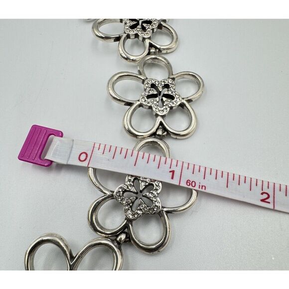 Brighton Silver Tone Daisy Flower Link Rhinestone Floral Bracelet Necklace set - Picture 14 of 16